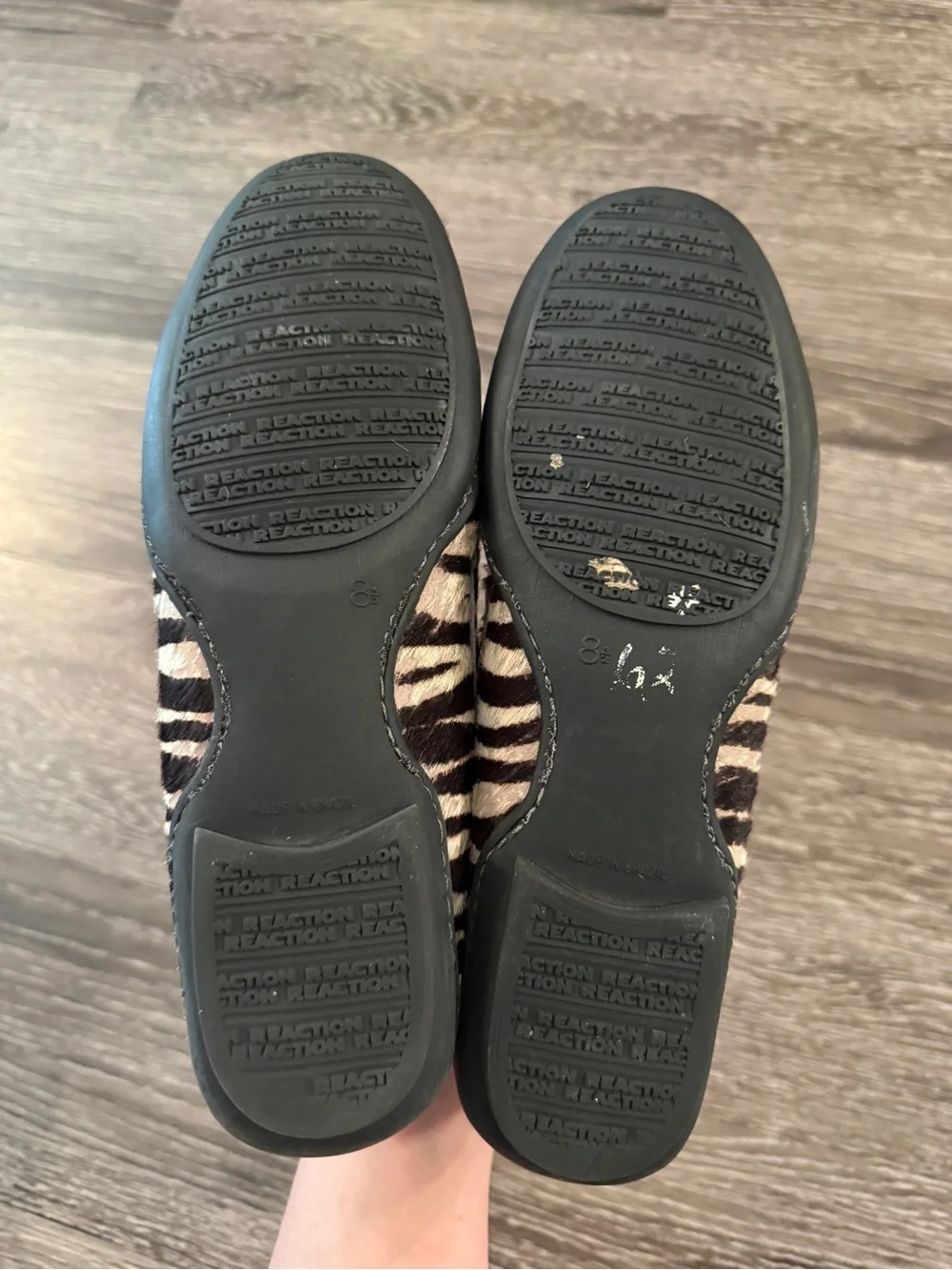 Kenneth Cole Reaction y2k zebra print calf hair slip-on loafers